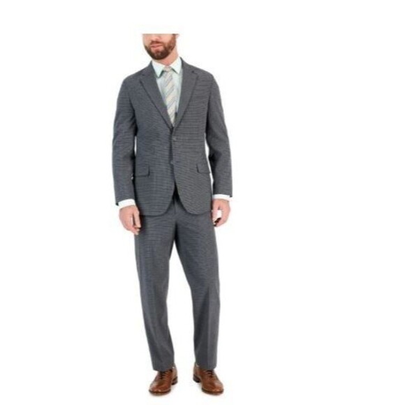 Nautica Men's Modern-Fit Bi-Stretch Suit, Blackgrey Grid, 36R - Picture 1 of 2